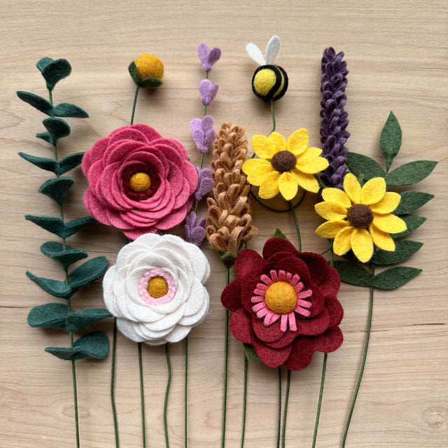 bumblebee felt flower bouquet
